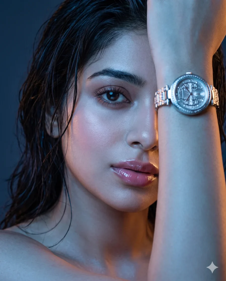 Luxury makeup prompt generating a macro close-up portrait with glossy pink lips and cinematic lighting