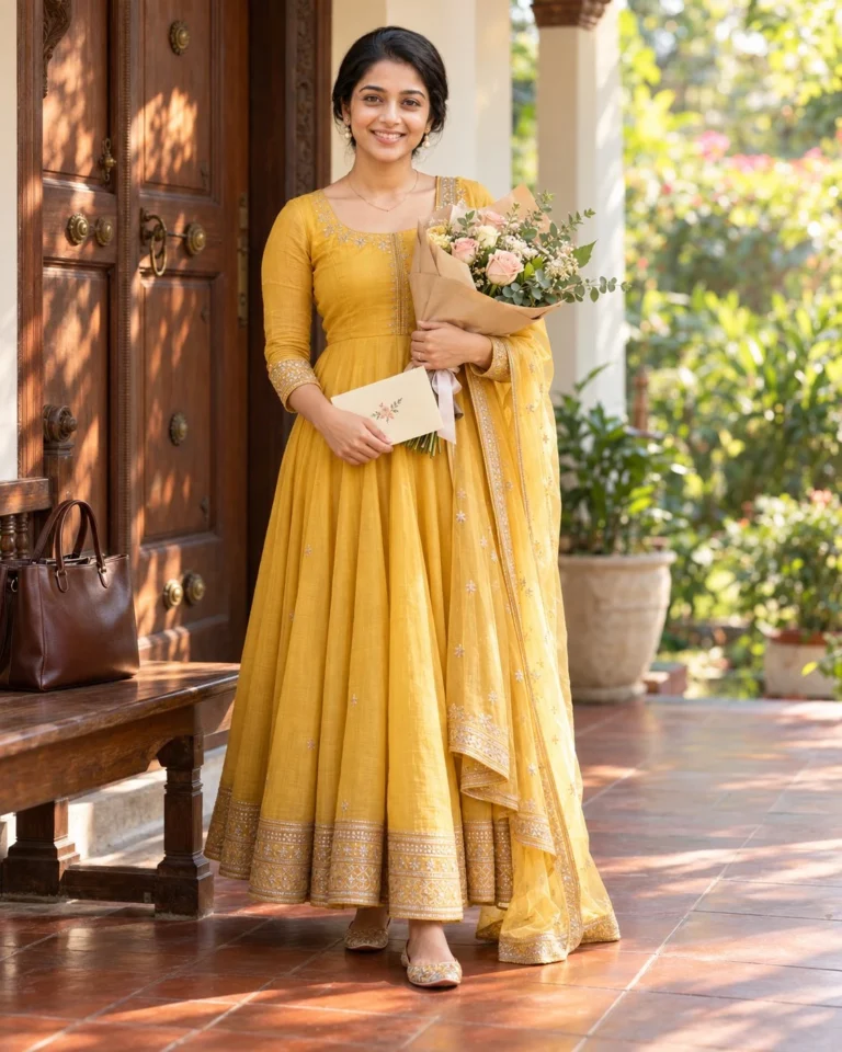 Woman holding flowers in festive birthday portrait